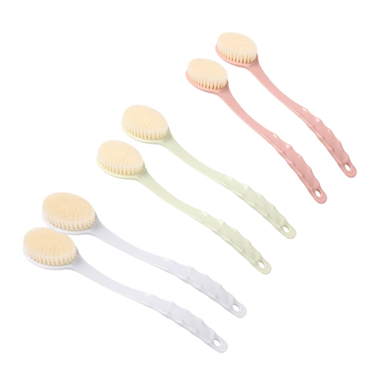 FOMIYES 6 Pack Silicone Bath Brush Set - Exfoliating Body Scrubber, Scalp Massager & Back Cleaner for Shower | Gentle Skin Care, Plus Size Bath Accessories for Spa-Like Experience at Home