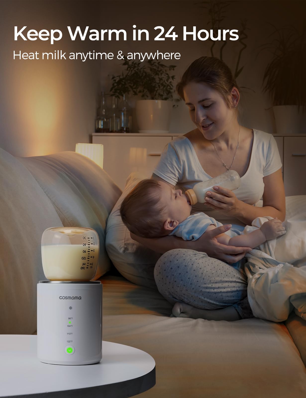 Portable Baby Bottle Warmer - Fast Heating Travel Bottle Warmer with Feeding Bottle | Rechargeable Breastmilk & Formula Warmer for On-the-Go Parents | Perfect for Car, Office & Outdoor Use