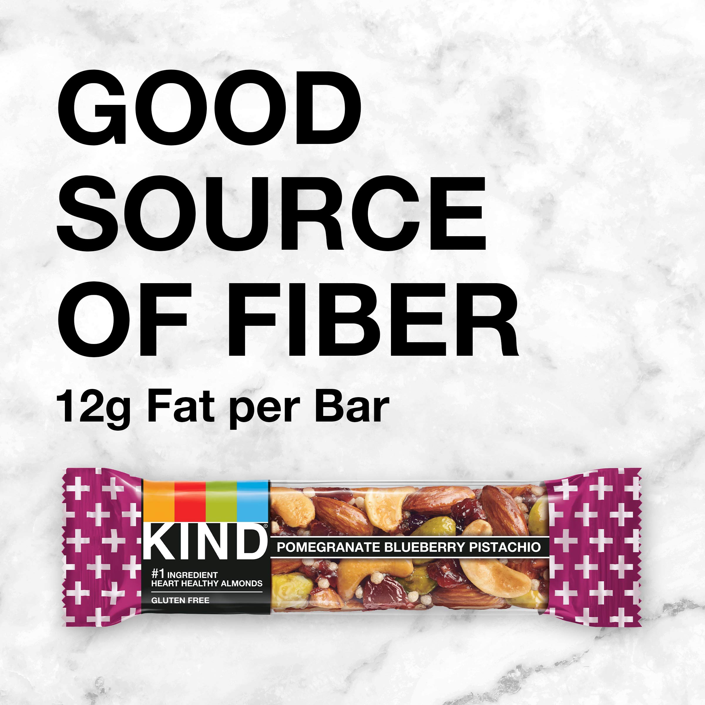 KIND Bars, Pomegranate Blueberry Pistachio - Healthy Gluten Free Snack Bars with 5g Protein (12 Count) - Perfect for On-the-Go Breakfast, Workout Fuel & Office Snacks