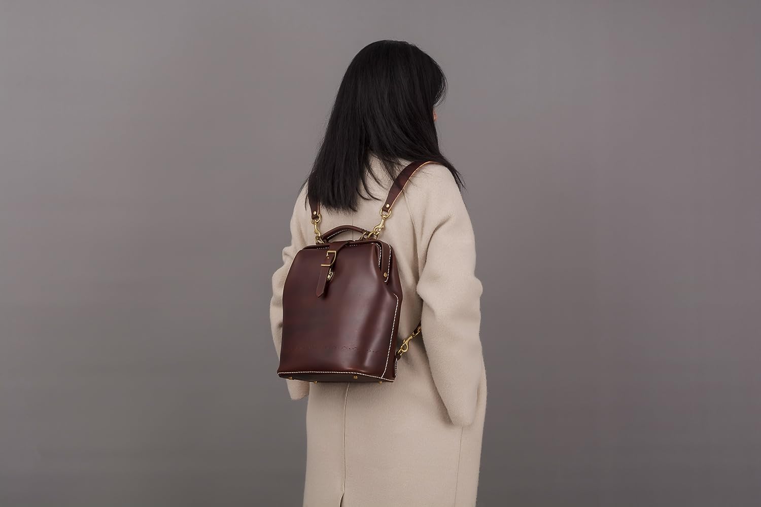 Premium Leather Doctor Bag Backpack for Women & Men - Hand Stitched Large Rucksack in Chocolate Brown - Perfect for Travel, Work & Everyday Use