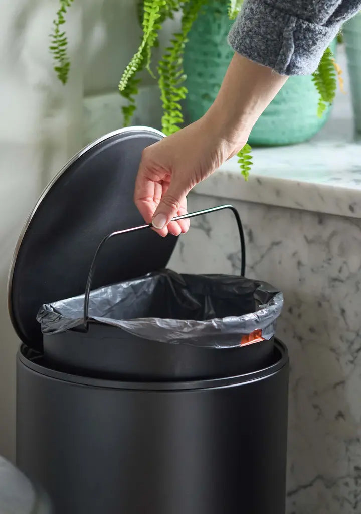 Arc™ 10L Easy Push Matt Black Pedal Bin - Hands-Free Trash Can for Kitchen, Bathroom & Office Waste Disposal