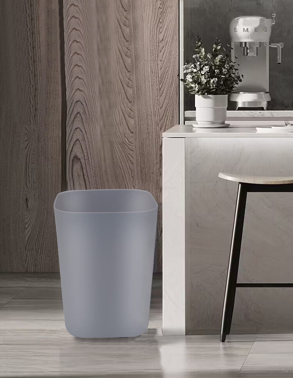 2 Gallon Small Square Trash Can - Compact Waste Bin for Bathroom, Bedroom, Kitchen Counter & Under Sink - Space-Saving Gray Garbage Bin (Perfect for Small Spaces, Office, Dorm & RV Use)