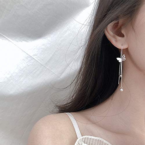 18K Gold Plated Dainty Vivid Butterfly Tassel Earrings - Silver Post CZ 3D Drop Dangle Earrings for Women & Girls | Fairy Jewelry for Parties, Weddings & Everyday Wear