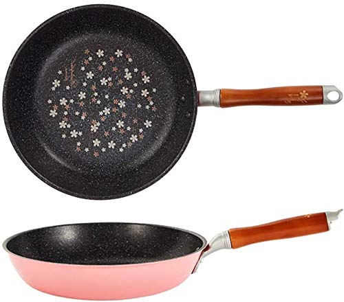 Non-Stick Maifan Stone Frying Pan - 26cm Cherry Blossom Print Skillet for Omelette, Steak & Cooking | Durable Saucepan with 2 Color Options | Perfect for Home Kitchen, Camping & Outdoor Cooking