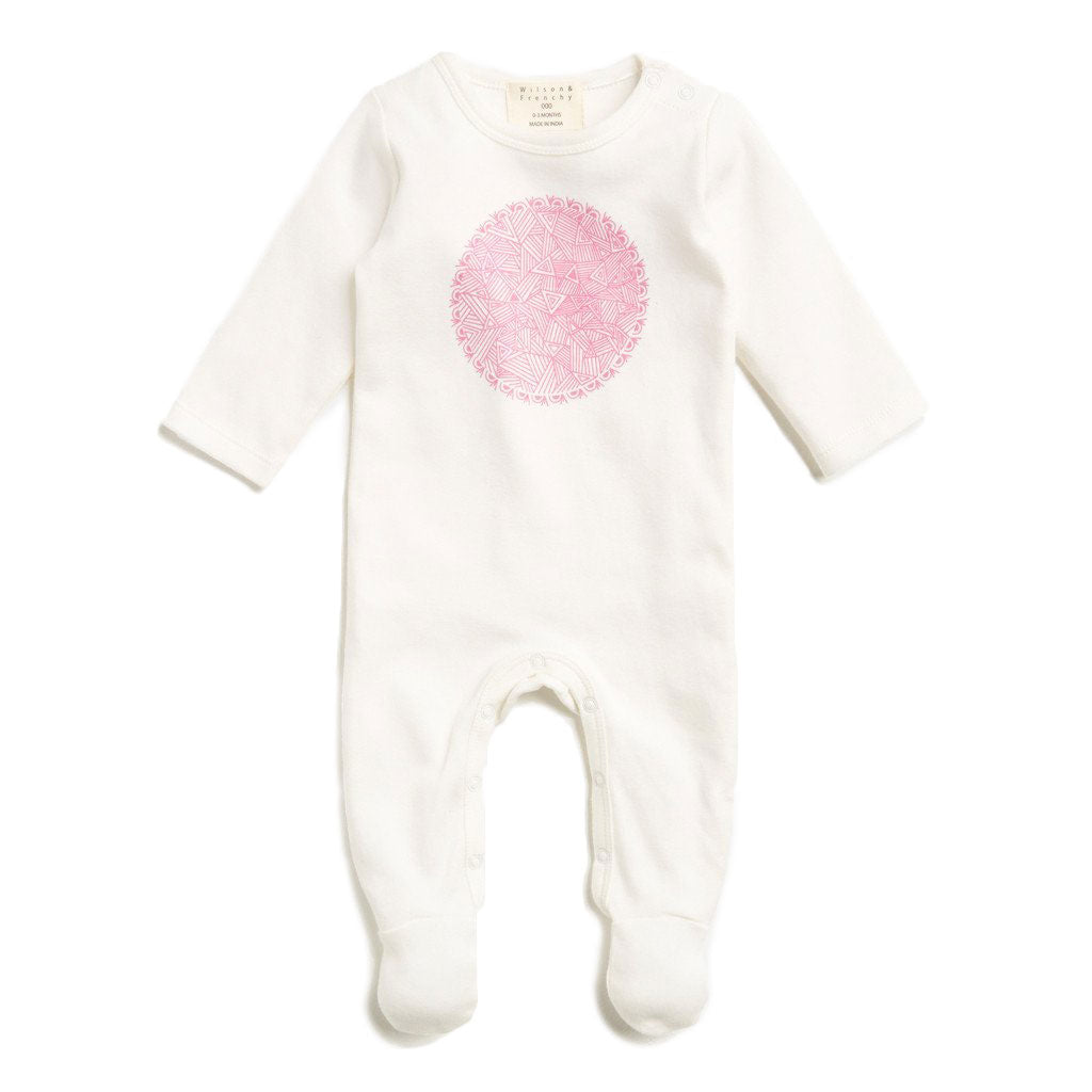 Pink Geometric Flower Grow Suit for Babies - Soft & Stretchy Organic Cotton Bodysuit for Newborns & Infants | Perfect for Playtime, Photos & Everyday Wear