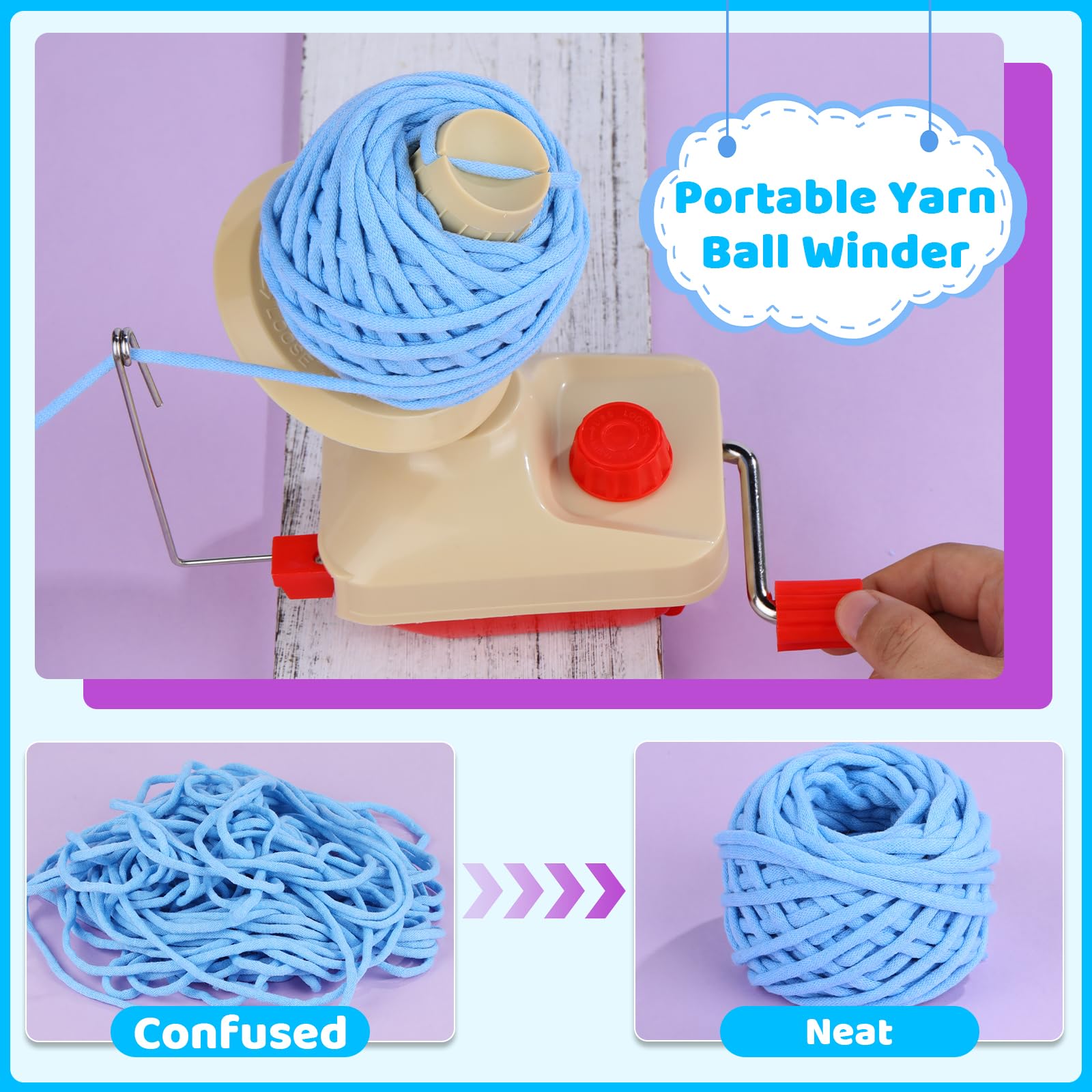 BUTUZE Large Capacity Manual Yarn Ball Winder and Spinner with 53 Stitch Markers - Complete Knitting Kit for DIY Yarn Projects, Crocheting & Handmade Crafts