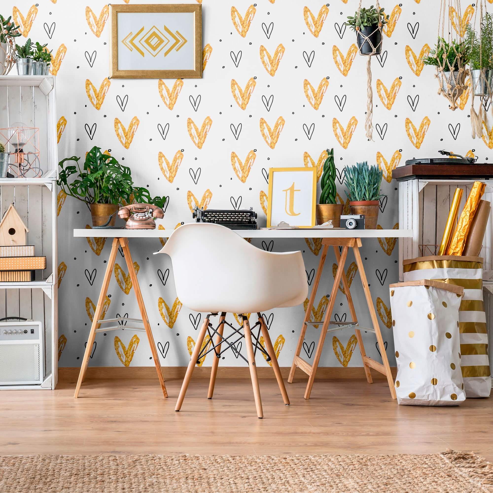 White and Yellow Teens Peel and Stick Removable Wallpaper 5135 - Self-Adhesive Decorative Wall Covering for Bedroom, Dorm, Nursery & Home Decor