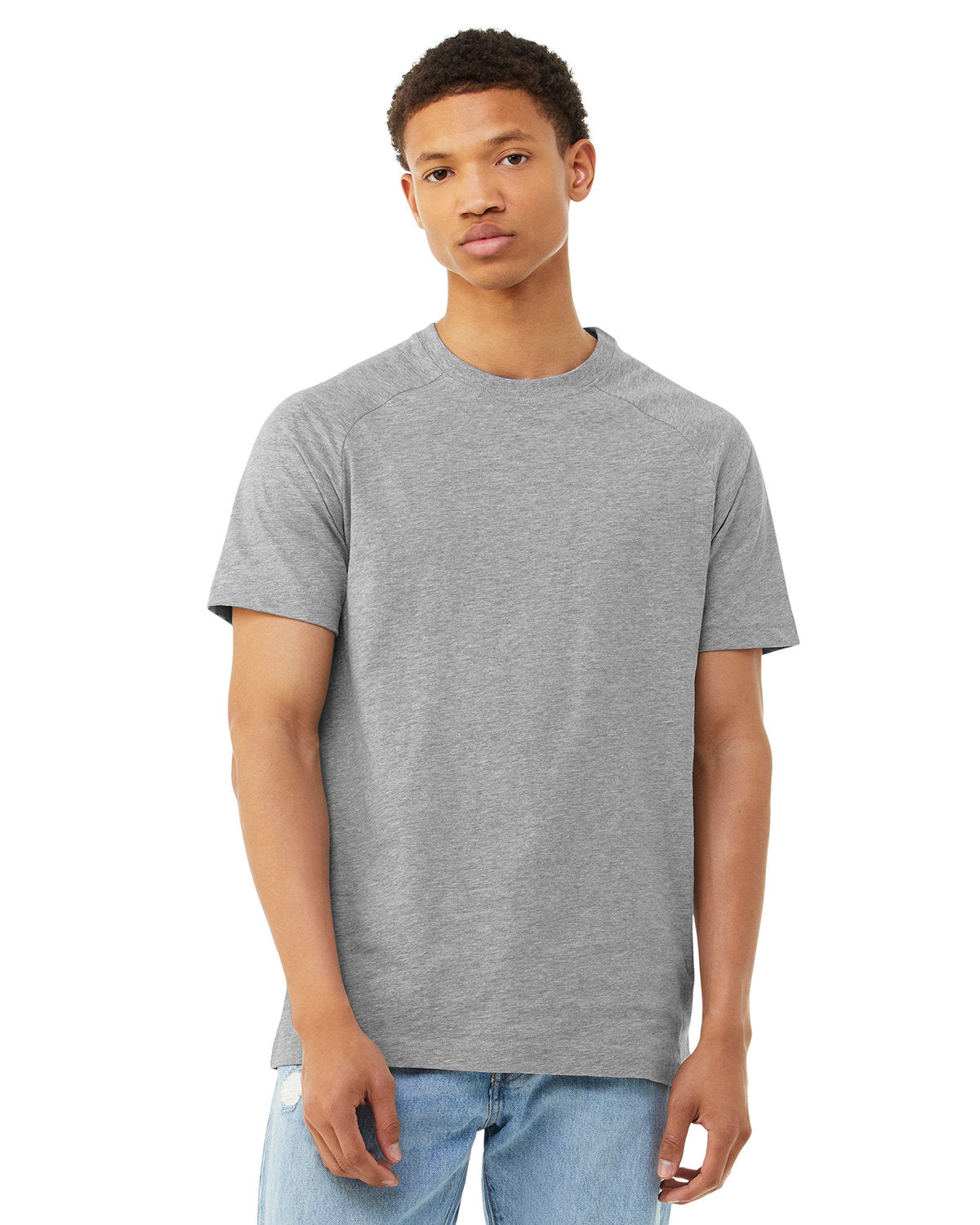 Bella + Canvas 3201 Men's Heather CVC Raglan T-Shirt - Soft Comfortable Crew Neck Tee for Casual Wear, Gym & Everyday Outfits