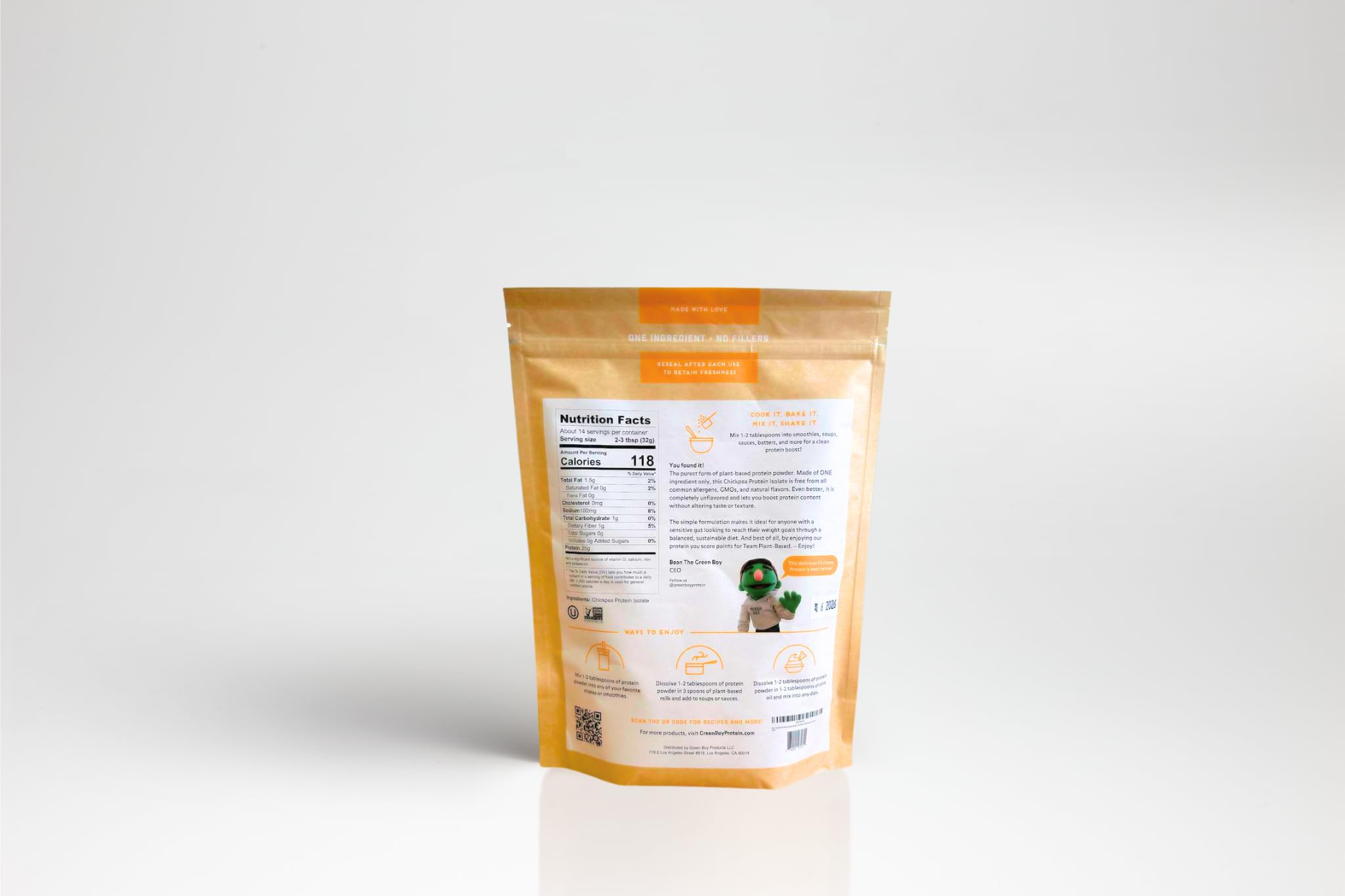 Organic Chickpea Protein Powder - 100% Plant-Based Vegan Protein, Single Ingredient, No Added Sugar, Soy or Gluten (16oz) - Perfect for Smoothies, Baking, Cooking & Post-Workout Recovery