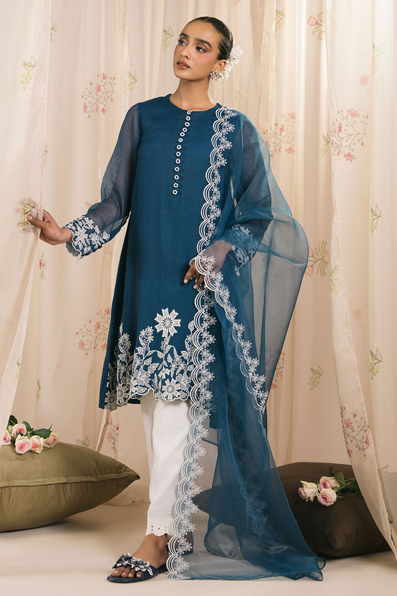 Stylish CERULEAN 2-Piece Set (Embroidered Shirt & Dupatta) for Women - Perfect for Festivals, Weddings & Special Occasions