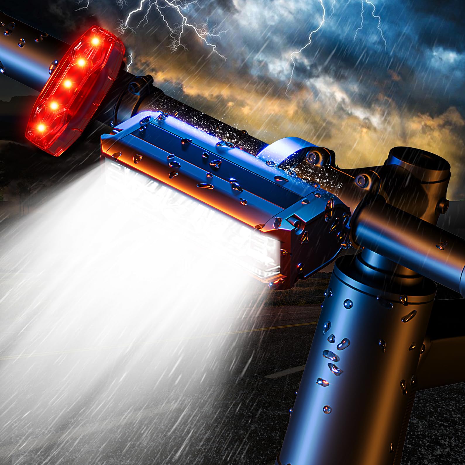 POSUGEAR 9000 Lumen USB Rechargeable Bike Light Set - IPX5 Waterproof Aluminum Alloy Bicycle Headlight & Taillight for Night Riding - Bright LED Cycling Lights for Adults & Kids - Perfect for Commuting, Mountain Biking and Road Safety