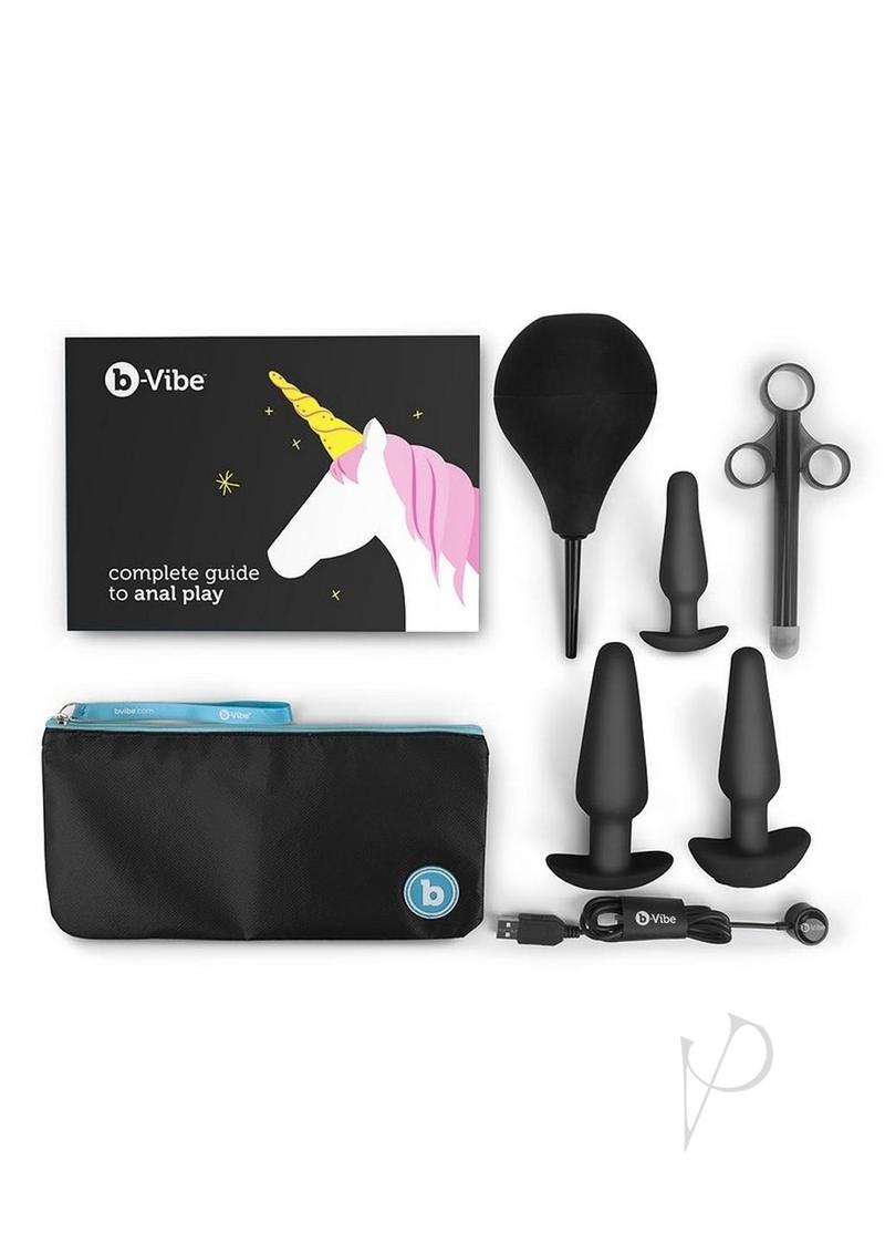 B Vibe Rechargeable Silicone Anal Training Kit - Black | Anal Play Set for Beginners & Advanced Users | Perfect for Solo Play & Couples Exploration