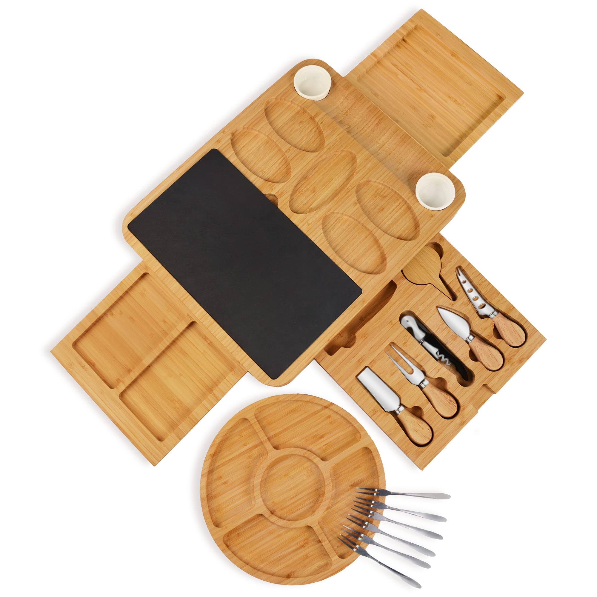 Premium Bamboo Charcuterie Board Set with Knives - 15.7