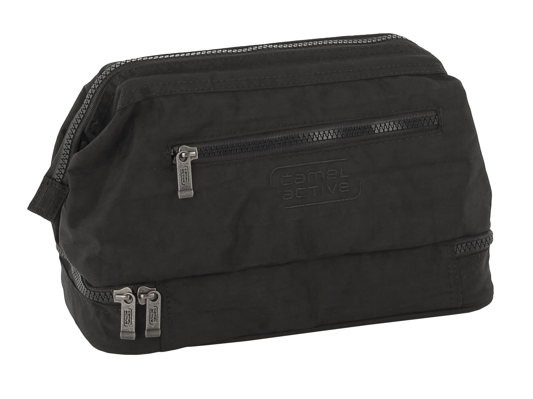 Camel Active Travel Toiletry Bag for Men & Women - Black Water-Resistant Hanging Cosmetic Organizer (26.5x12.5x16 cm) - Perfect for Gym, Camping & Air Travel