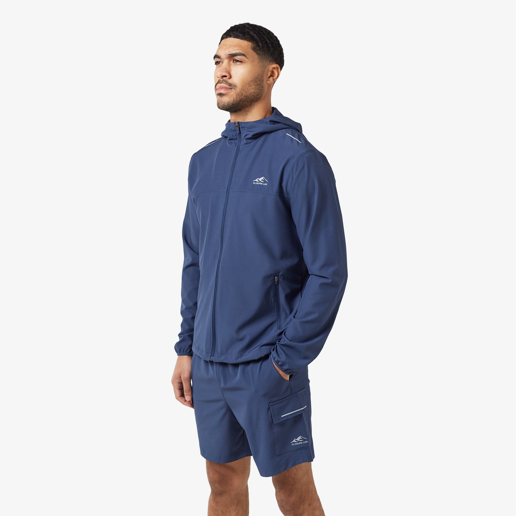 Tech Windbreaker Twinset for Men & Women | Lightweight Waterproof Jacket | Navy Blue | Perfect for Outdoor Activities, Travel & Running
