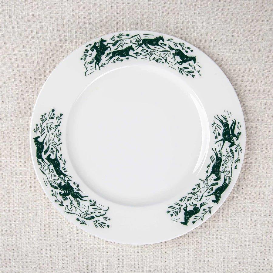 Hold Your Horses Dinner Plate Set - 4-Piece Farmhouse Style Ceramic Plates for Everyday Use, Family Dinners & Country-Themed Decor