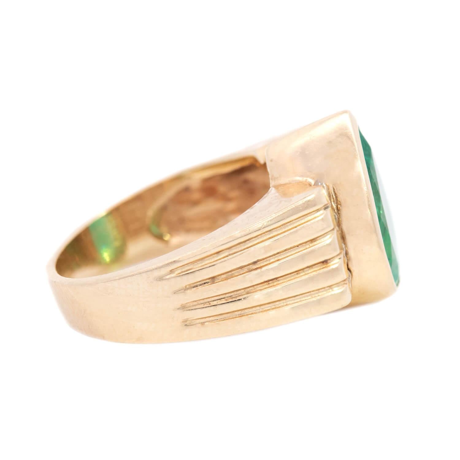 Vintage 14K Gold GIA Certified Emerald and Diamond Ring - 4 Carat Total Weight | Elegant Jewelry for Weddings, Anniversaries & Special Occasions