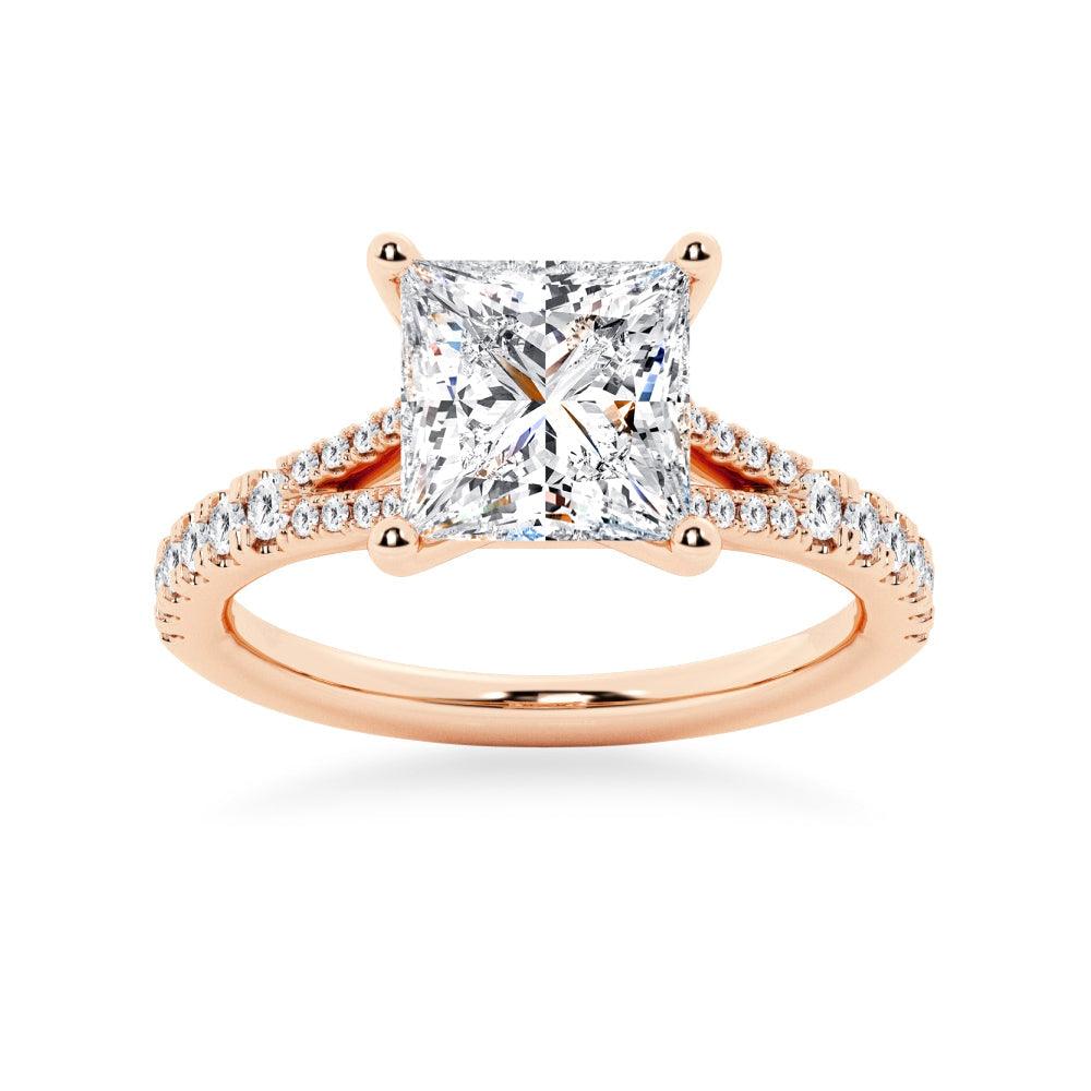 Princess Cut Split Shank Moissanite Engagement & Wedding Ring Set for Couples - Men's Matching Band - Perfect for Proposals, Anniversaries & Romantic Occasions