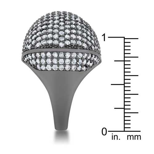 4.75ct Dara CZ Hematite Dome Cocktail Ring for Women - Elegant Evening Party Jewelry, Perfect for Weddings, Prom & Special Occasions