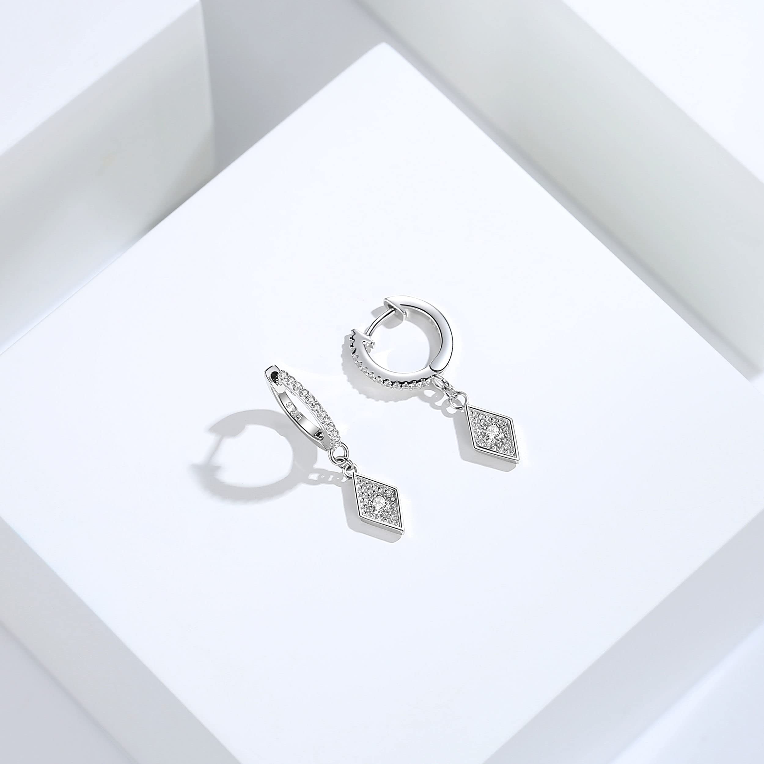 925 Sterling Silver AAA Cubic Zirconia Evil Eye Huggie Hoop Drop Earrings for Women - Elegant Dangle Earrings for Everyday Wear, Parties & Gifts