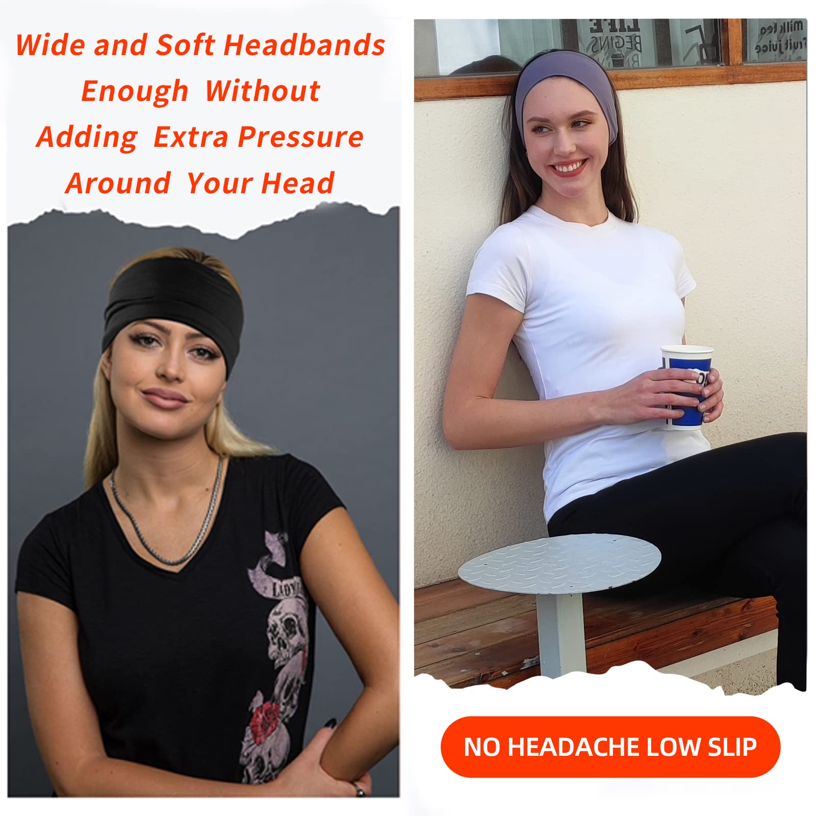 RITOPER Non-Slip Workout Headbands for Women - Super Soft & Stretchy Yoga, Running, Exercise & Sweatbands - Wide Hair Bands & Turban Head Wraps for Active Lifestyles (Perfect for Gym, Yoga, Jogging & Daily Wear)