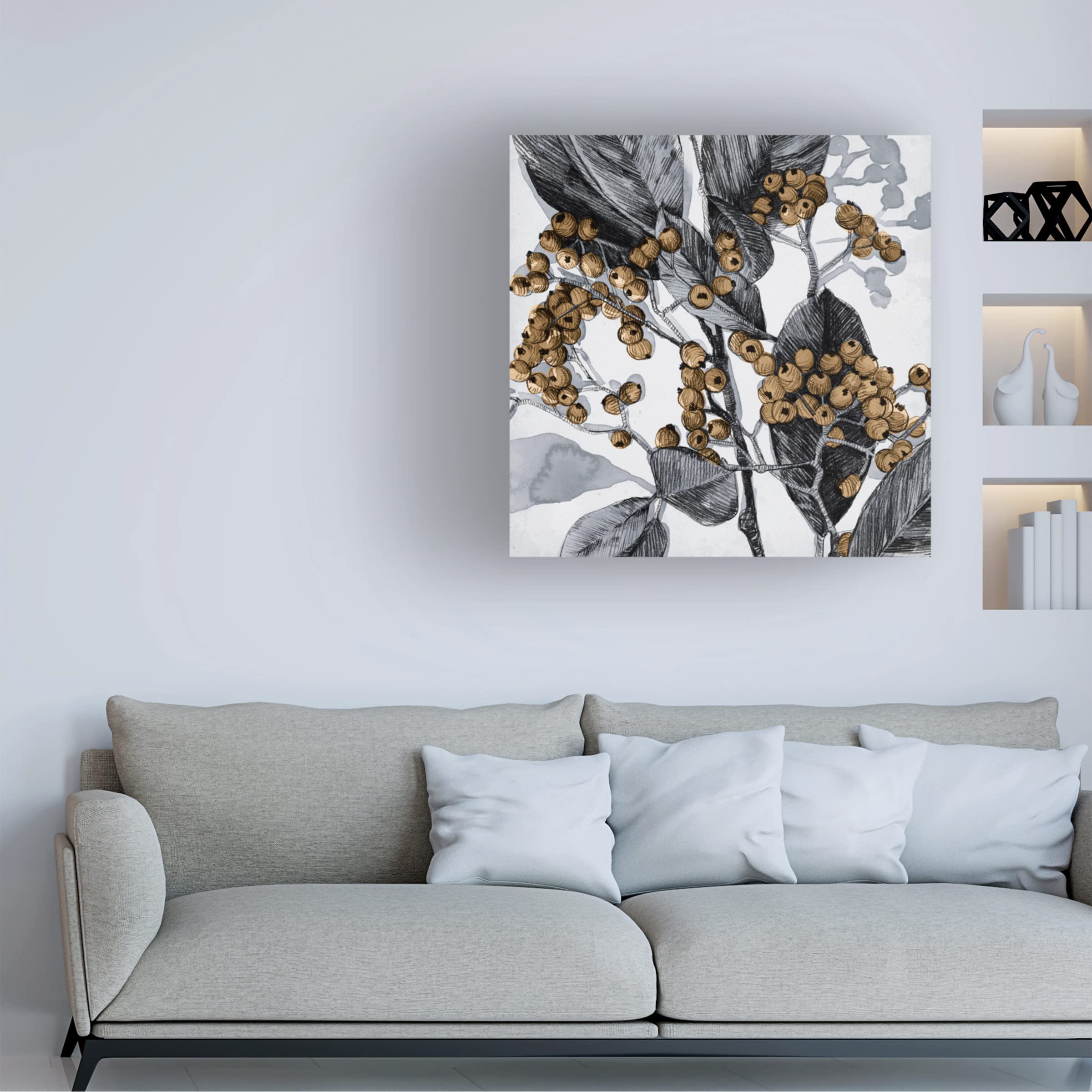 Emma Caroline 'Holly Shadow II' Canvas Art Print - 14x14 Inches, Modern Wall Decor for Living Room, Bedroom & Office