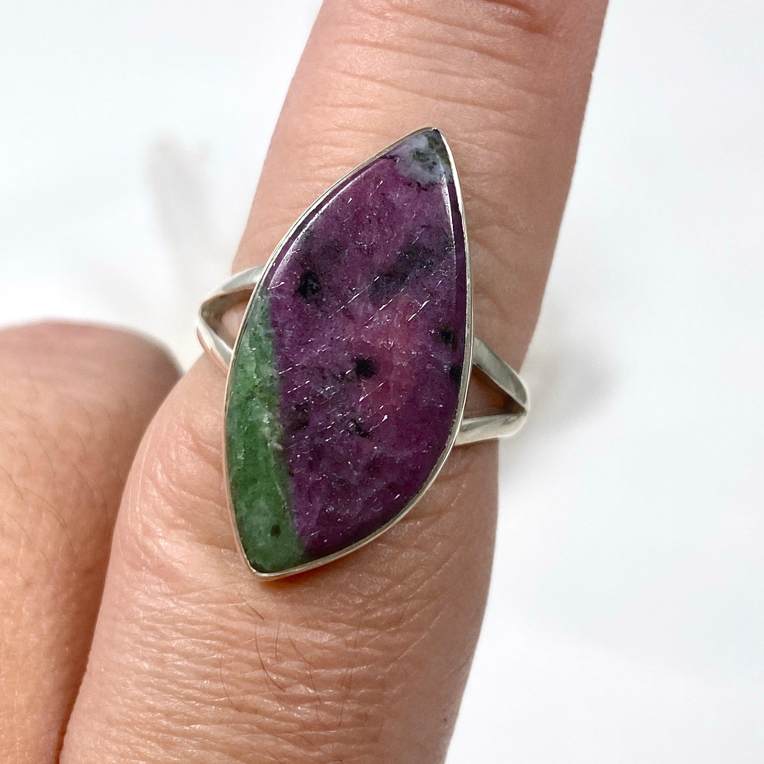 Natural Ruby in Zoisite Marquise Ring - Size 9 - KRGJ2444 - Elegant Jewelry for Women, Perfect for Weddings, Parties & Special Occasions