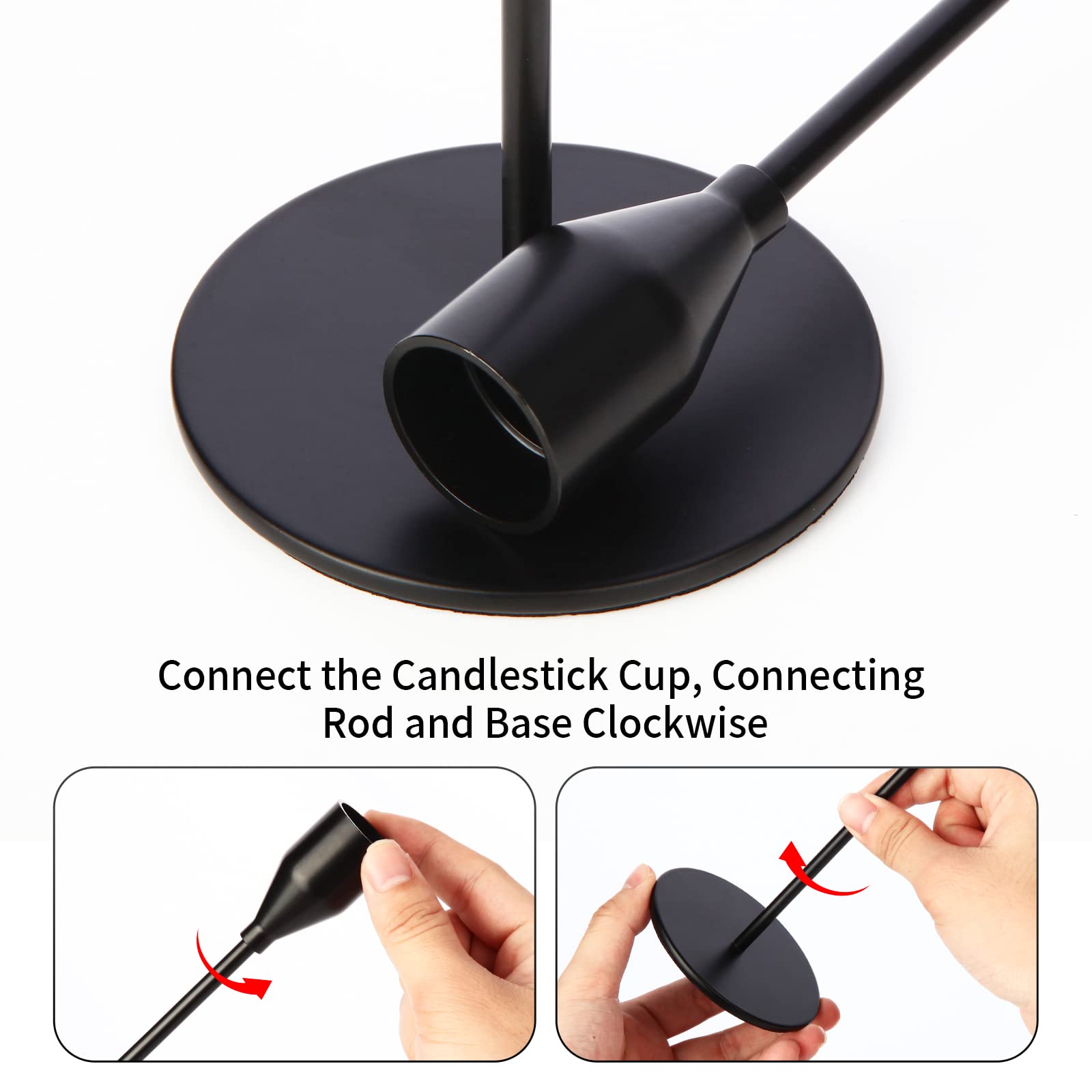 Matte Black Metal Candle Holders Set of 3 - Elegant Candlestick Holders for Wedding, Dining, Party Decor - Fits 3/4 Inch Thick Candles & LED Candles - Perfect for Centerpieces, Table Settings, and Romantic Ambiance