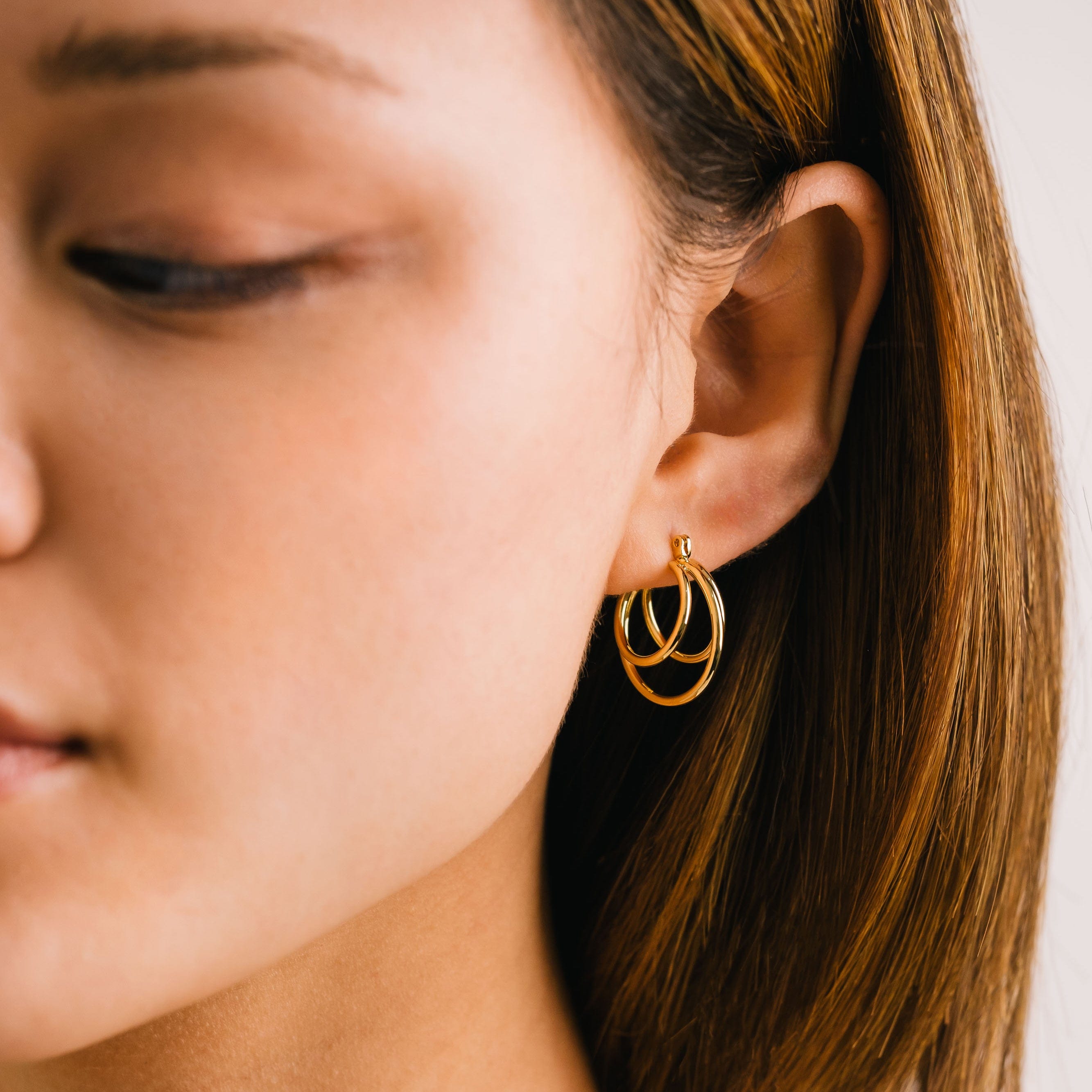 Portia Hoop Earrings for Women - 14K Gold Plated Stainless Steel Dangle Hoops - Trendy Minimalist Jewelry for Everyday Wear & Special Occasions