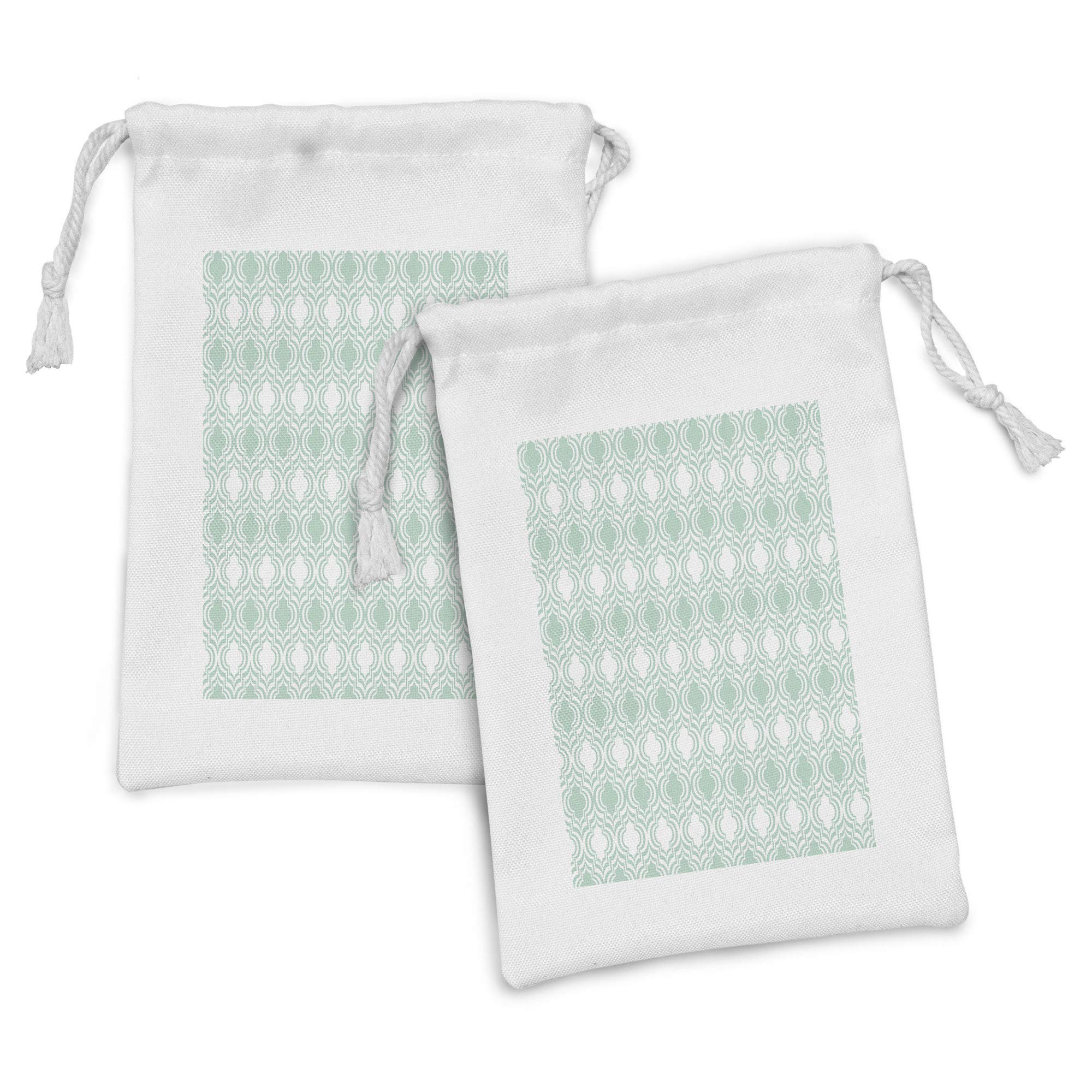 Ambesonne Abstract Fabric Pouch Set of 2 - Modern Geometric Drawstring Bags for Toiletries, Makeup, Jewelry & Travel Accessories - 9