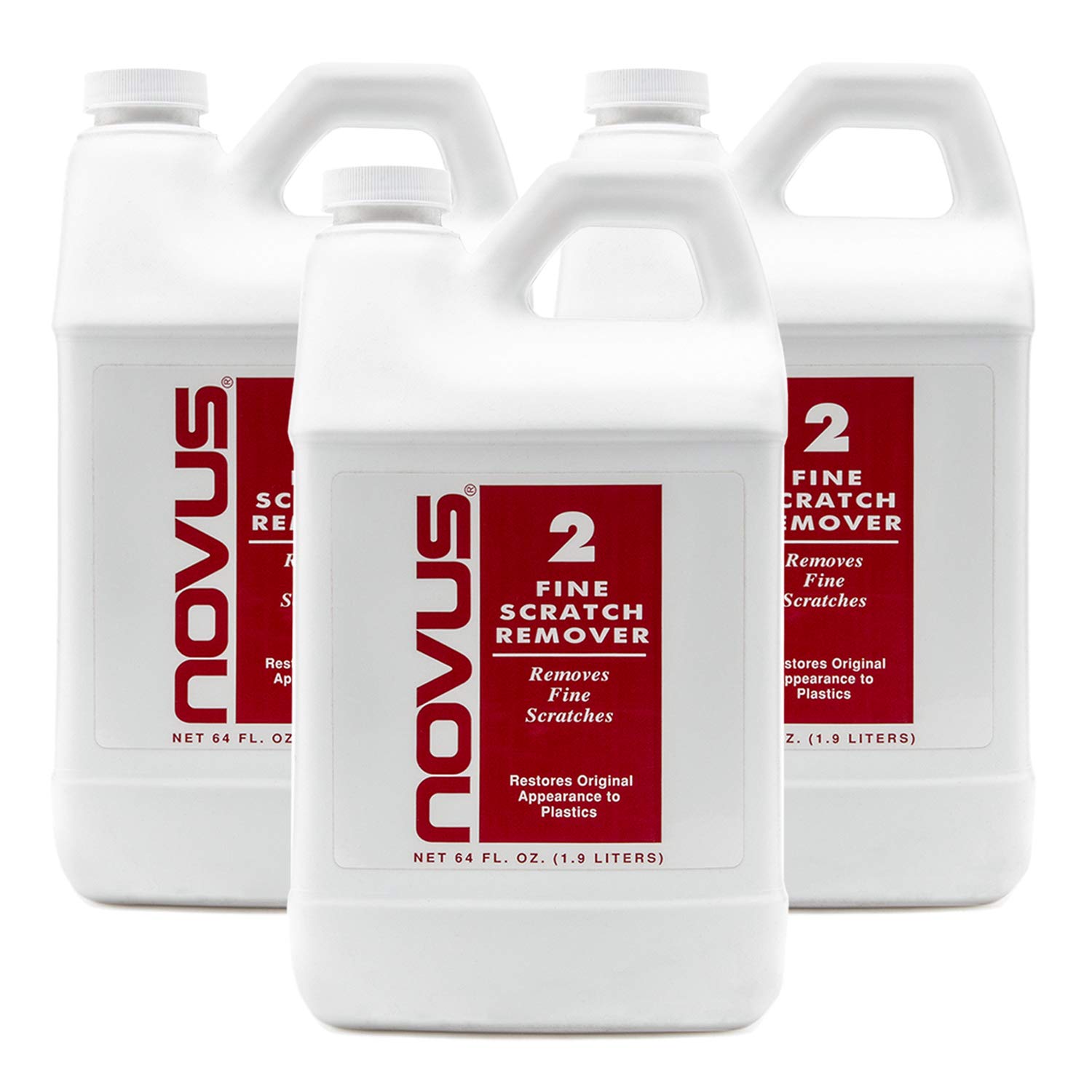 NOVUS 7072 Fine Scratch Remover #2 - 3 Pack (64oz Bottles) | Car, Motorcycle & Furniture Scratch Repair Kit | Perfect for Auto Detailing & Surface Restoration