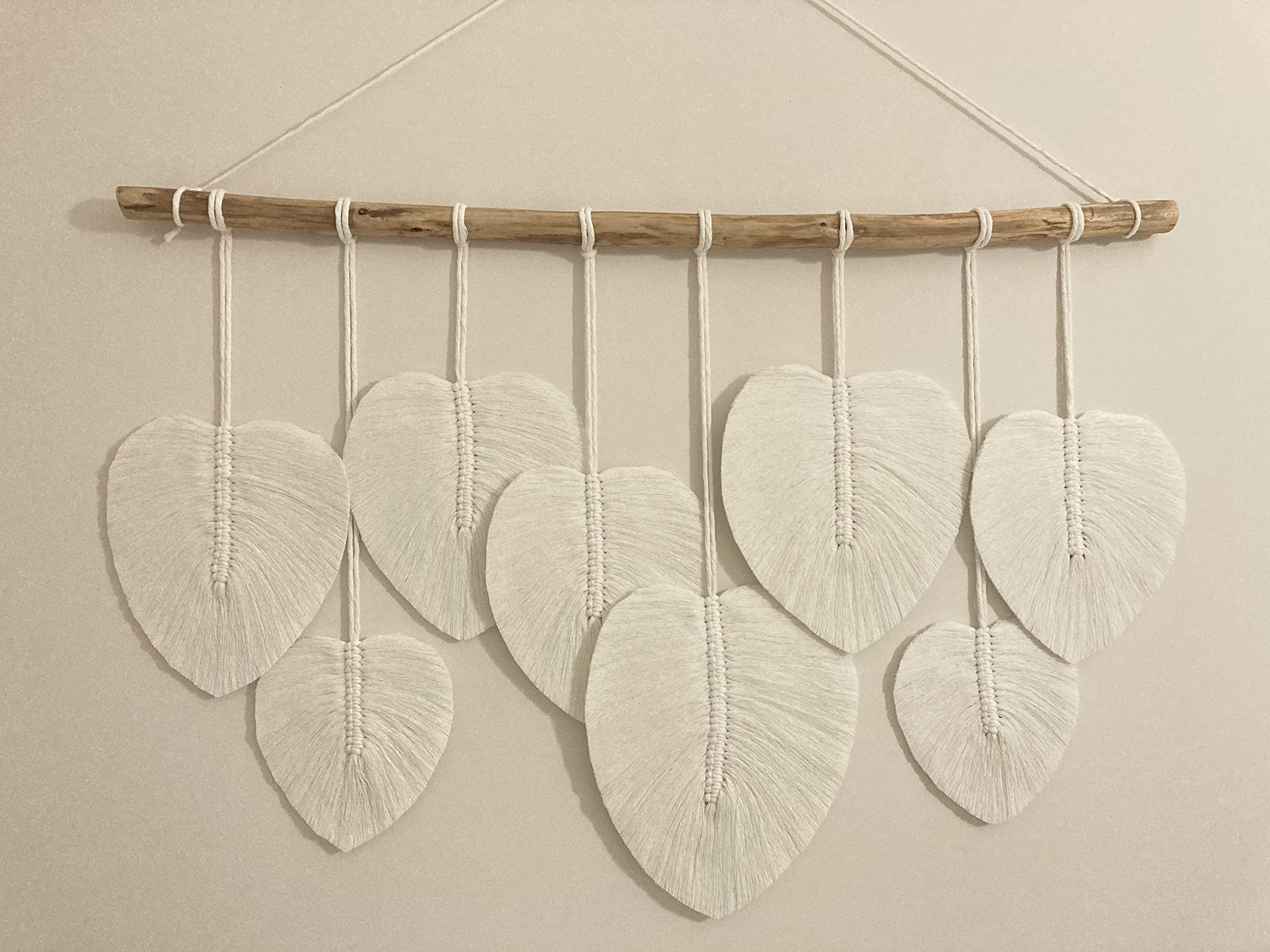 Large Macrame Feather Wall Hanging - Boho Woven Yarn Tapestry for Bedroom & Dorm Decor | Handmade Bohemian Wall Art, Aesthetic Home Decor for Living Room, Nursery & Office