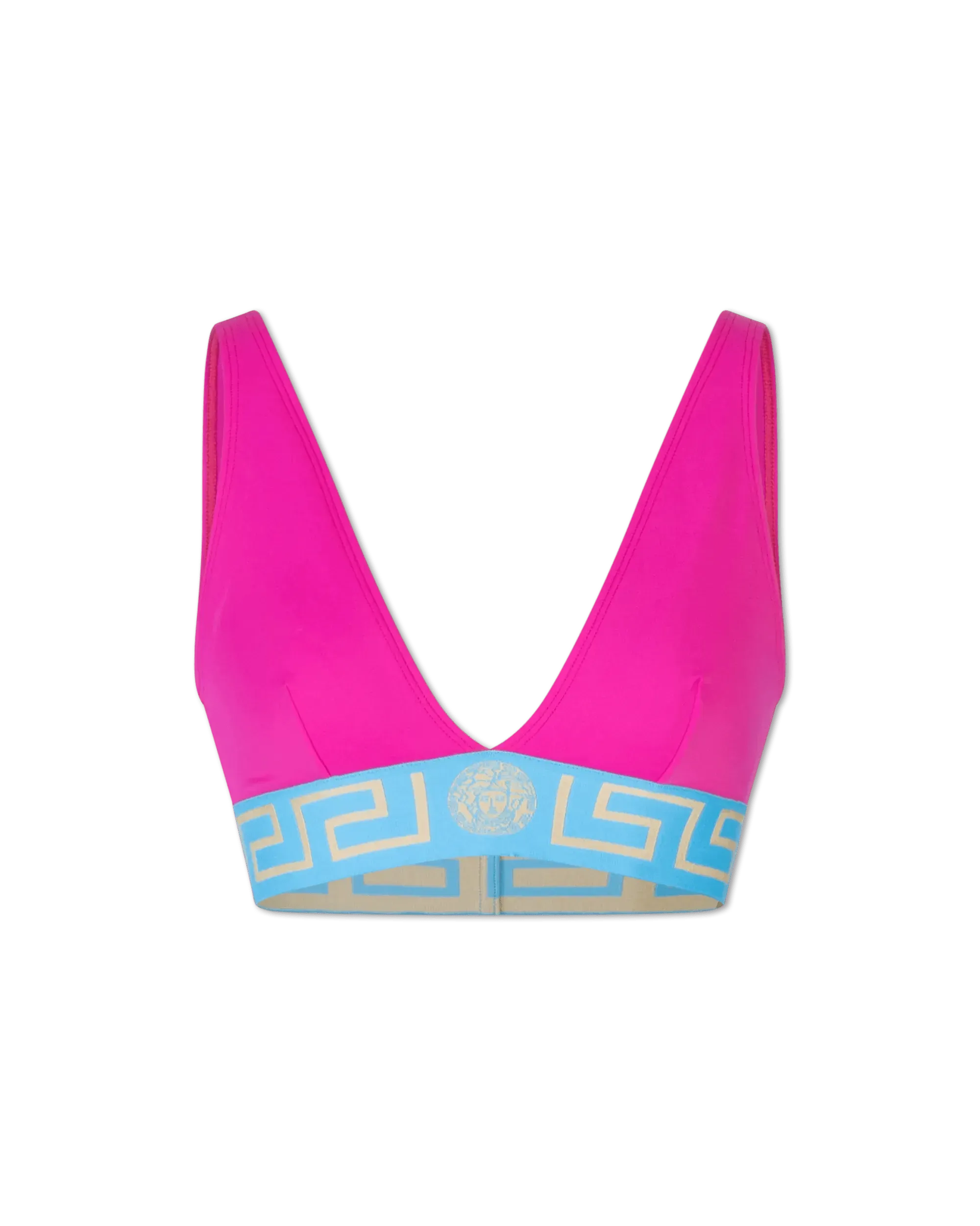 Greek Key V Neck Bikini Top - Women's Stylish Swimwear for Beach & Pool - Perfect for Summer Vacations, Resort Getaways, and Tropical Holidays