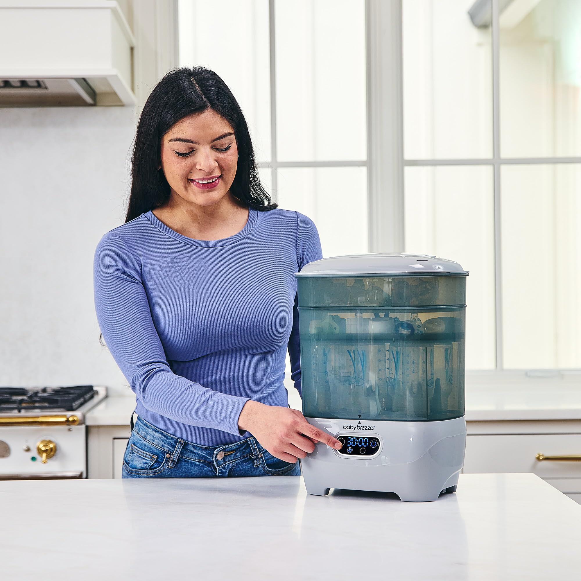 Baby Brezza Advanced Electric Bottle Sterilizer and Dryer - Universal Steam Sterilizing Machine for All Baby Bottles (Plastic/Glass), Pacifiers & Breast Pump Parts - HEPA Filtration System, Grey - Perfect for Nursery, Travel & Daily Baby Care
