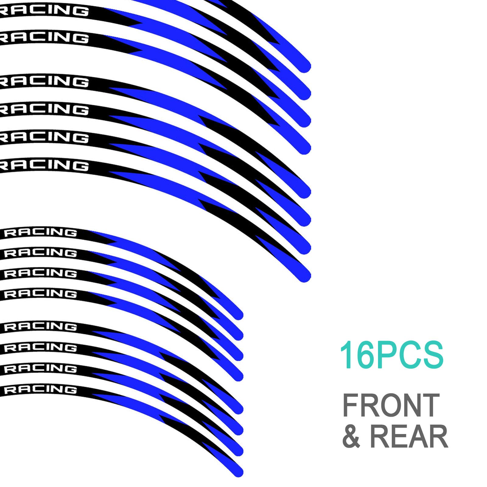 KETABAO Dirt Bike Rim Tape R01 Decal Stickers Stripes - 21 & 19 Inch Wheel Rim Stickers for Honda CRF250R CRF450R CRF 250R 450R - High Visibility Blue Reflective Design - Perfect for Motocross, Off-Road Racing & Trail Riding
