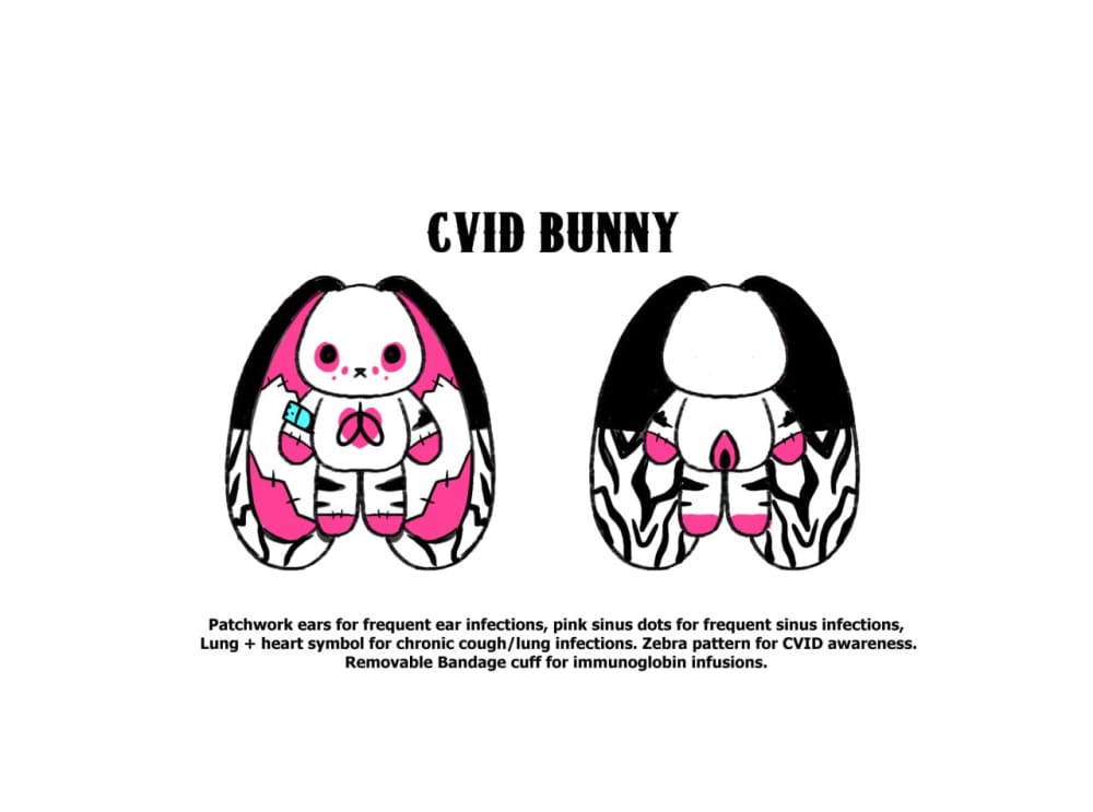 Plushie Dreadfuls CVID Common Variable Immune Deficiency Awareness Rabbit Stuffed Animal - Soft Plush Toy for Medical Education, Comfort & Support