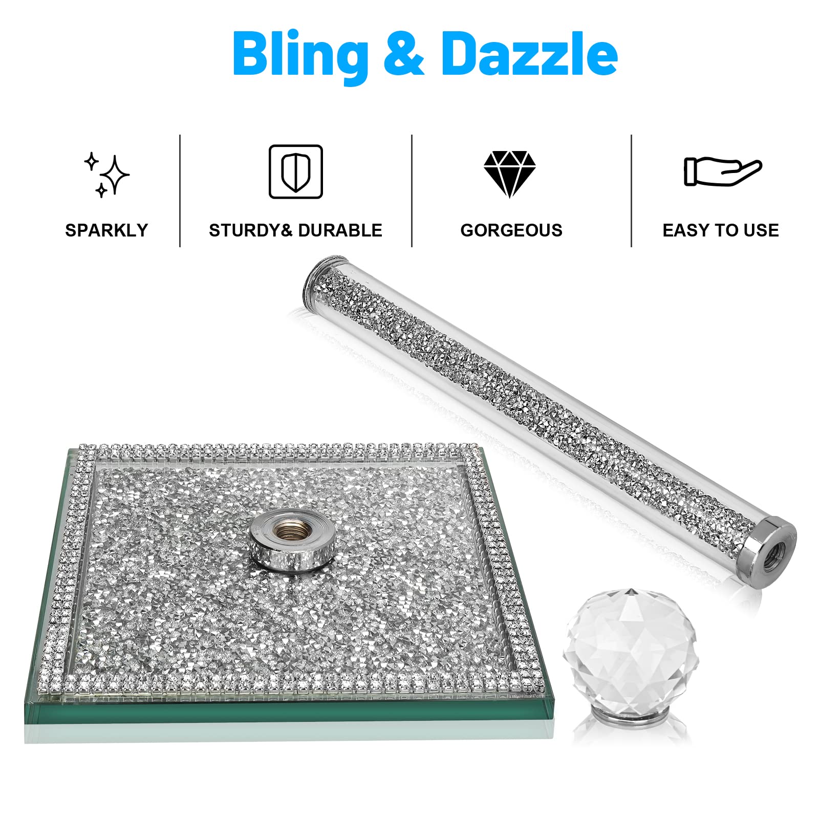 Elegant Crystal Paper Towel Holder - Silver Countertop Towel Stand for Kitchen & Bathroom | Stylish Bling Home Decor for Modern Spaces