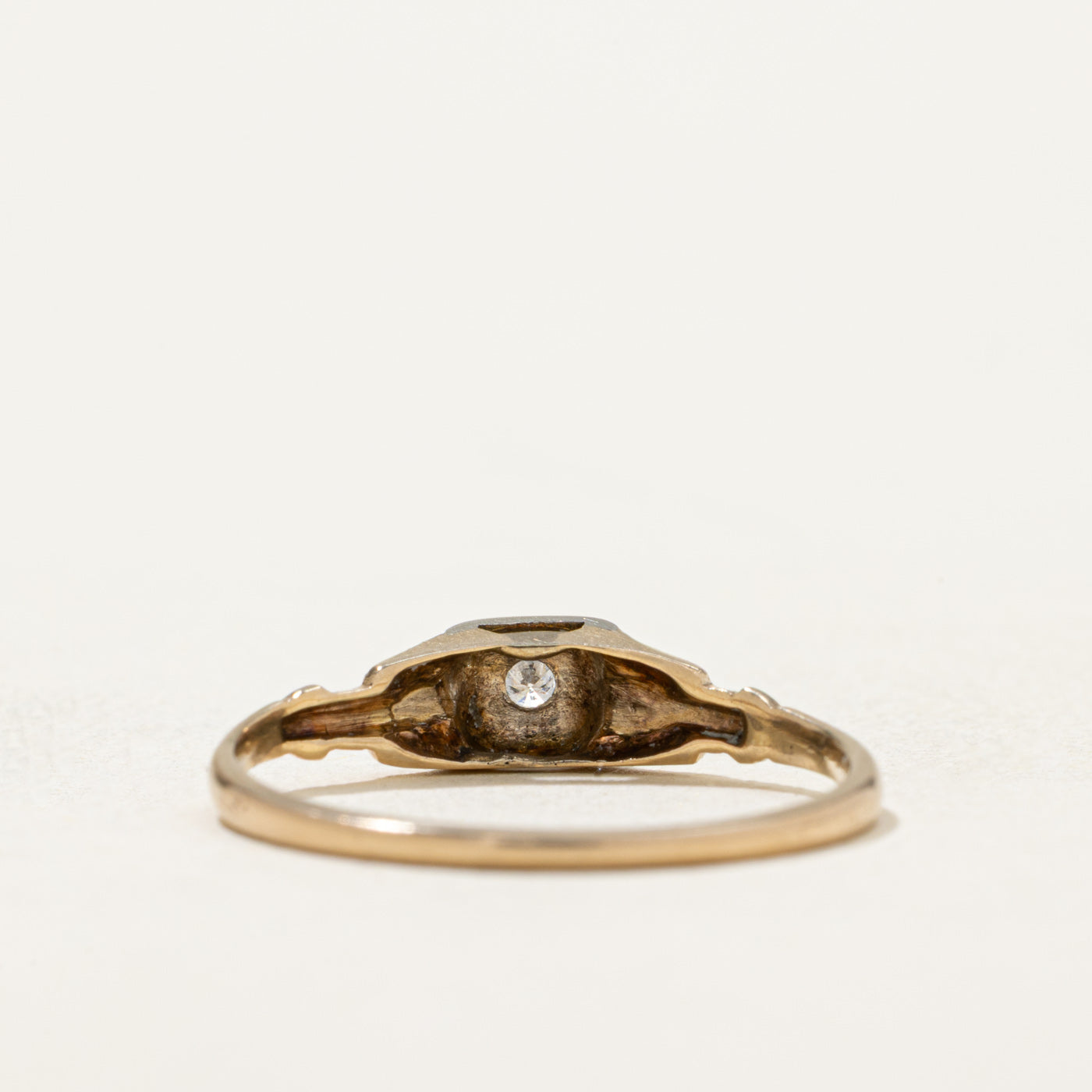 14K Two Tone Gold Diamond Petite Ring - 0.03ct Dainty Wedding Band, Size 6.75 | Perfect for Engagement, Anniversary & Everyday Elegance