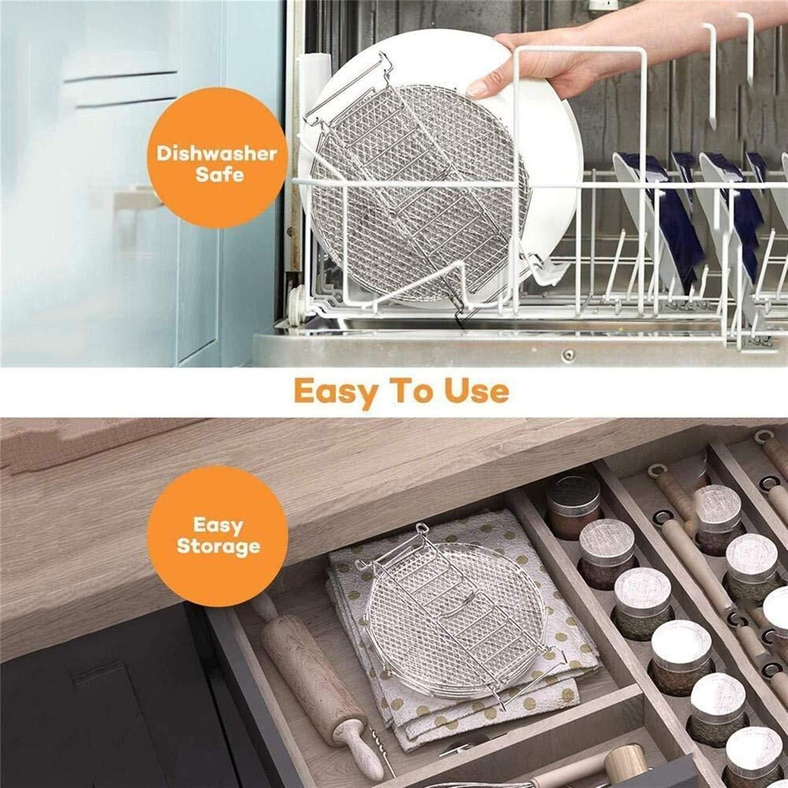 Stainless Steel Dehydrator Stand with 5 Stackable Layers - Food Grade Grill & Air Fryer Rack Accessory (6L) for Drying Fruits, Vegetables, Jerky & Herbs | Perfect for Home Kitchen & Food Preservation
