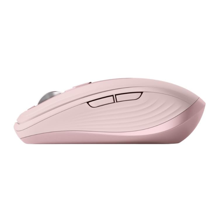 Logitech MX Anywhere 3 Wireless Mouse - Compact Ergonomic Design, 4000 DPI, Bluetooth/USB - Rose Pink + 4-Port USB Hub Bundle - Perfect for Travel, Office & Home Workspace
