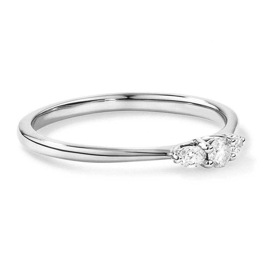 Three Stone Round Brilliant & Oval Cut Lab Grown Diamond Promise Ring for Engagement, Anniversary & Special Occasions