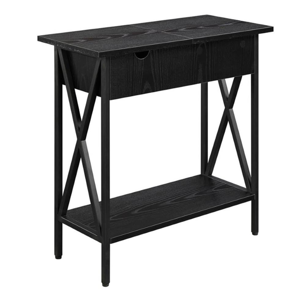 Black Wood Finish Home Square Tucson Electric Flip Top Table - Set of 2, Perfect for Small Spaces & Outdoor Dining