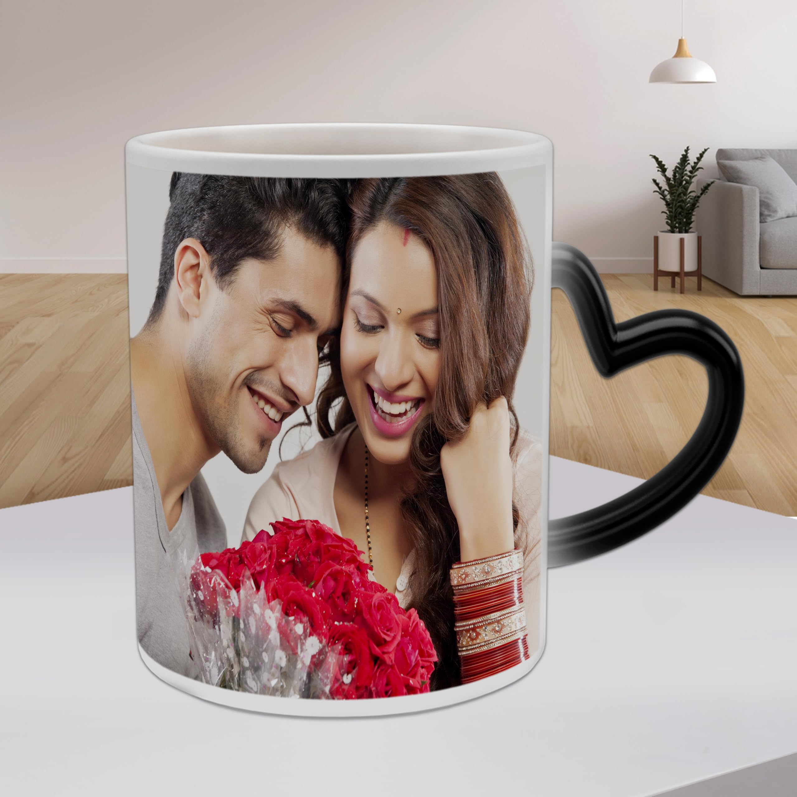 Personalized Custom Photo Quote Name Magic Mug - 325ml Heart Magic Ceramic Cup for Valentine's Day, Birthday, Anniversary Gifts | Perfect for Coffee, Tea & Hot Drinks at Home or Office