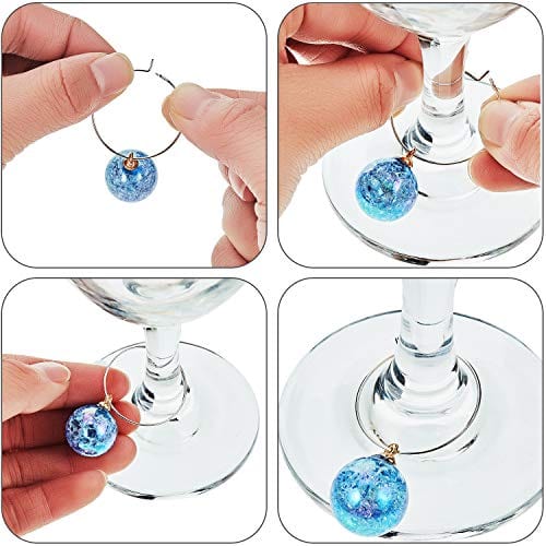 16 Pcs Wine Glass Charms - Reusable Stemware Markers with Plaid Beads for Christmas, New Year & Holiday Parties - Perfect Gift for Wine Tasting Events & Dinner Party Favors