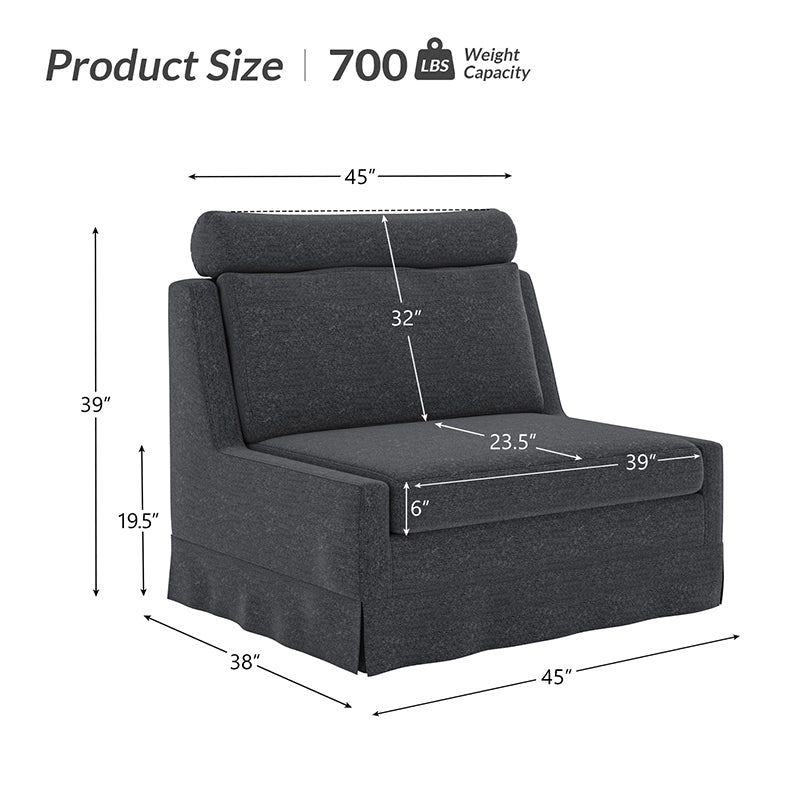 Tobias Modern Style 45W Slipcovered Living Room Chair with Ottoman - Comfortable Lounge Chair for Living Room, Bedroom & Office