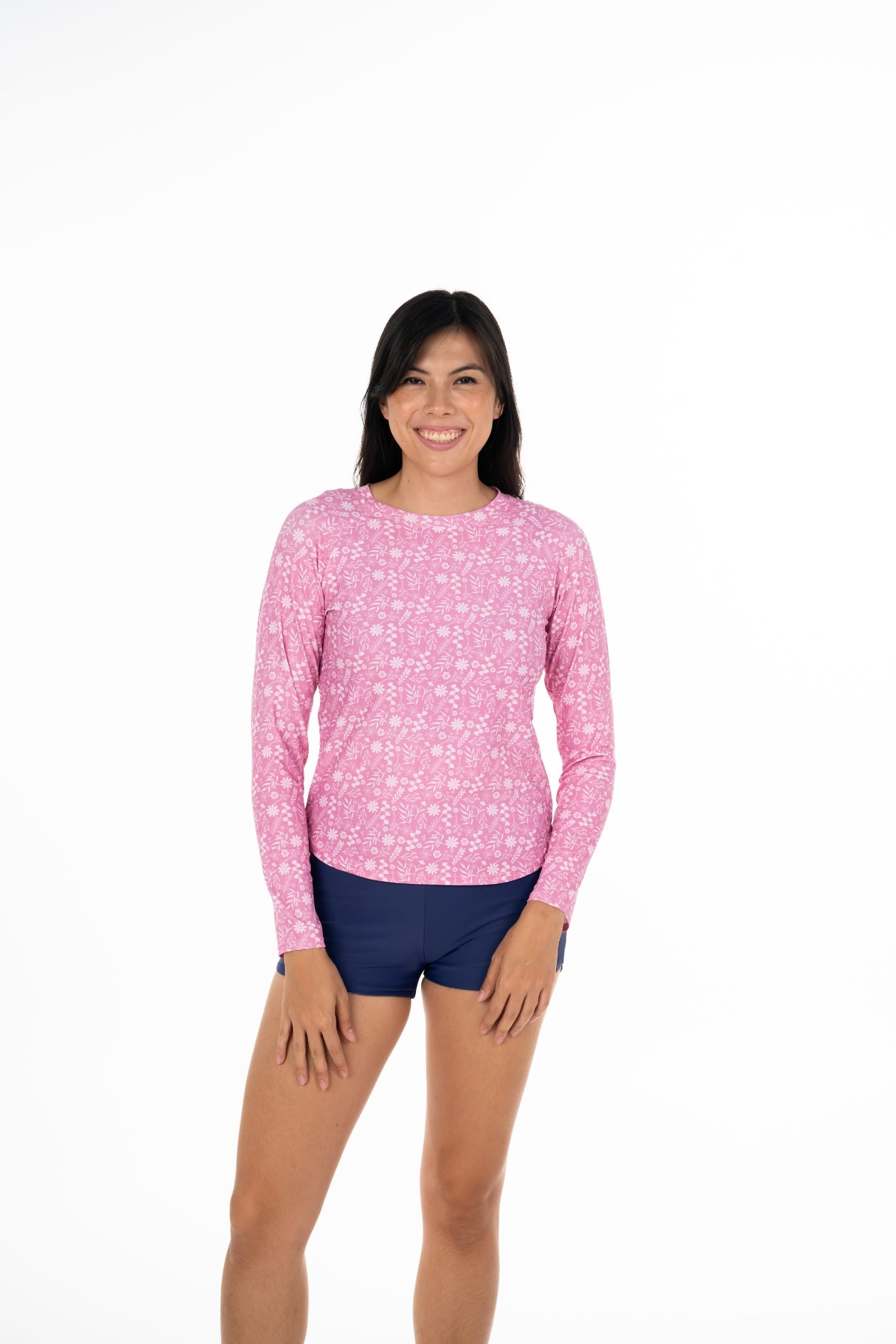Hana Loose Fit Long Sleeve Rash Guard - Floral Print UPF 50+ Sun Protection Swim Shirt for Women | Beach, Surfing, Yoga & Outdoor Activities