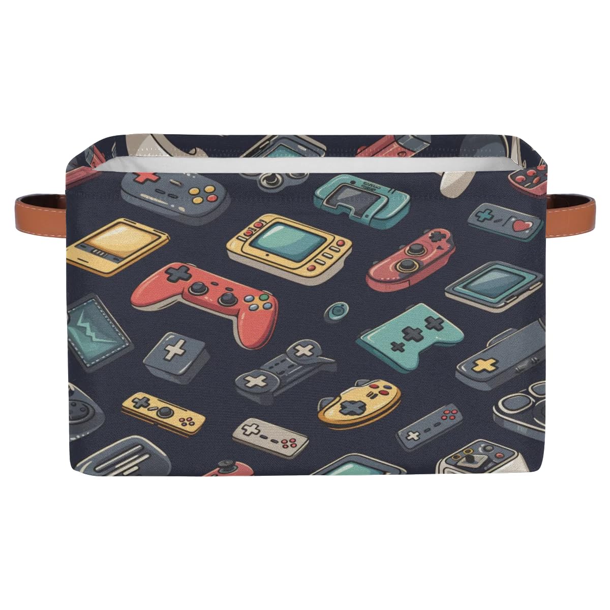Collapsible Fabric Storage Bins for Video Game Controllers - 2 Pack Rectangular Shelf Organizer Baskets with Handles | Perfect for Closet, Home Decor, and Gaming Accessory Storage