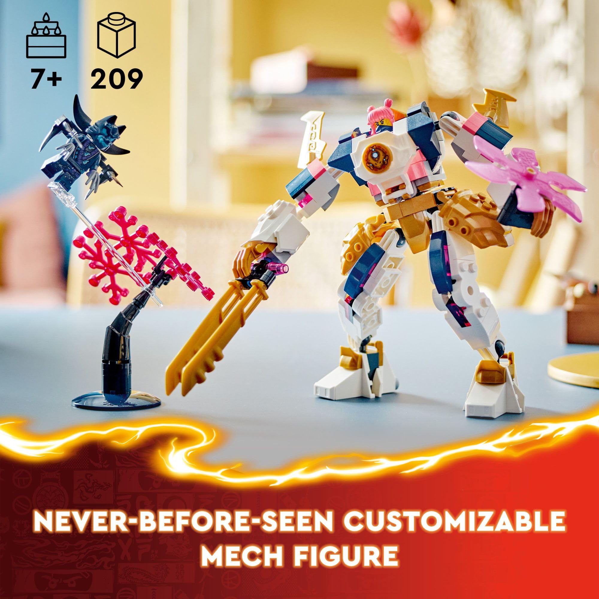 LEGO NINJAGO Sora’s Elemental Tech Mech 71807 - Customizable Ninja Action Figure Toy Set with Sora Minifigure for Kids Ages 7+ | Perfect for Creative Play, Birthday Gifts & Ninja-Themed Adventures