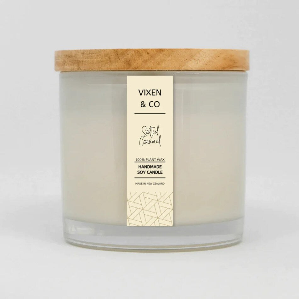 Vixen & Co Husky Candle - Salted Caramel Scented Soy Wax Candle for Home Decor, Gifts & Relaxation - Perfect for Living Room, Bedroom & Bathroom Aromatherapy