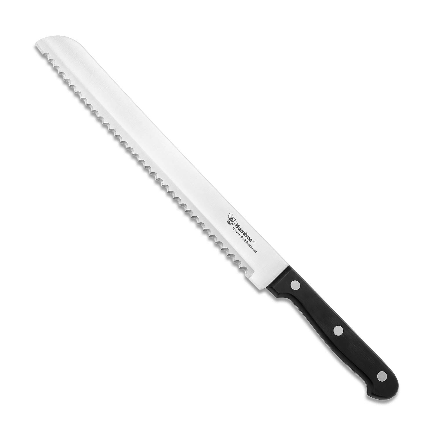 10 Inch Serrated Bread Knife with Wave Edge - Sharp Stainless Steel Blade for Slicing Bread, Cake, and Pastries - Perfect for Home Baking and Professional Kitchens